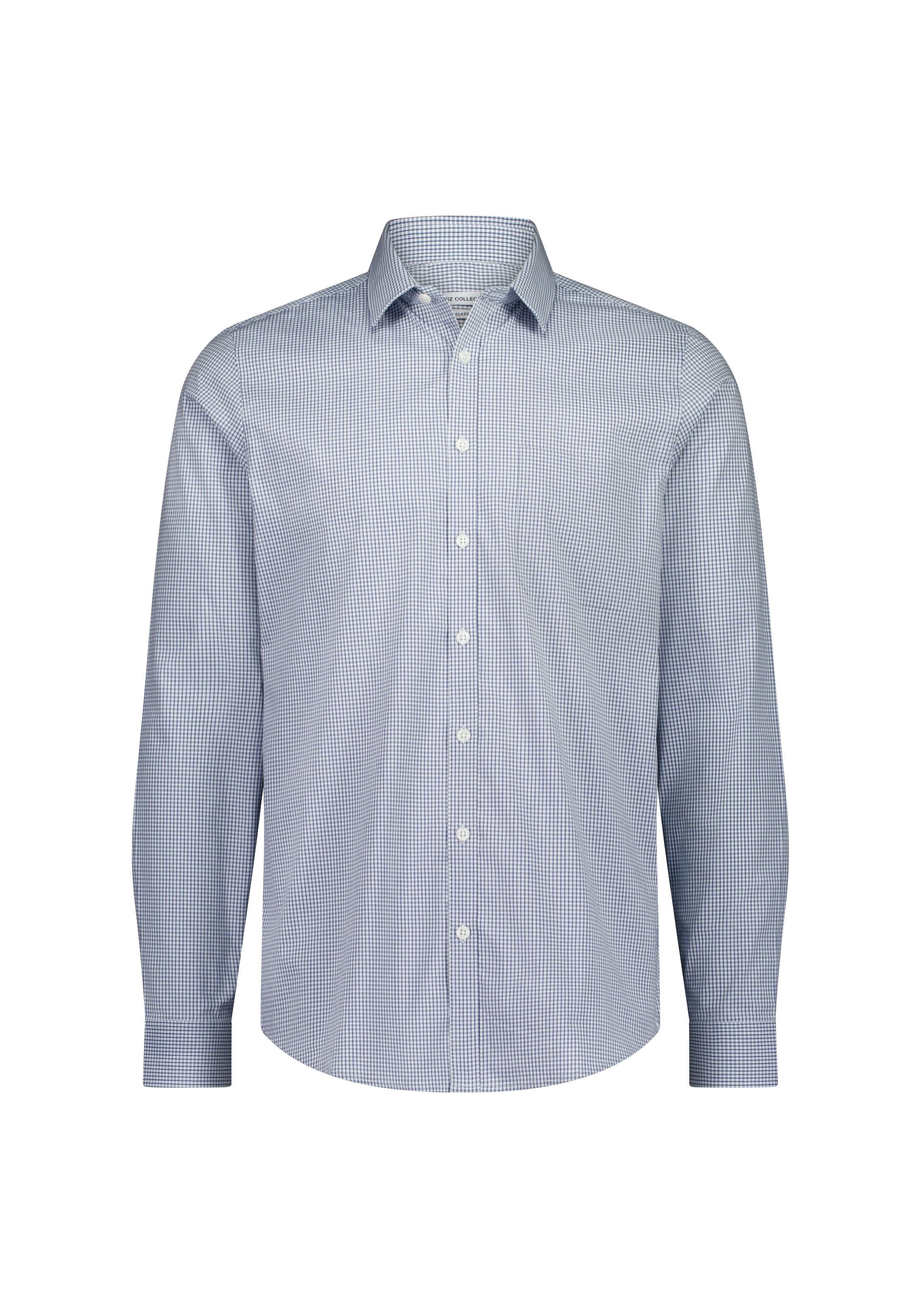 Biz Collection Men’s Fitzroy Classic Fit Long Sleeve Shirt S624M White/Navy Check / XS